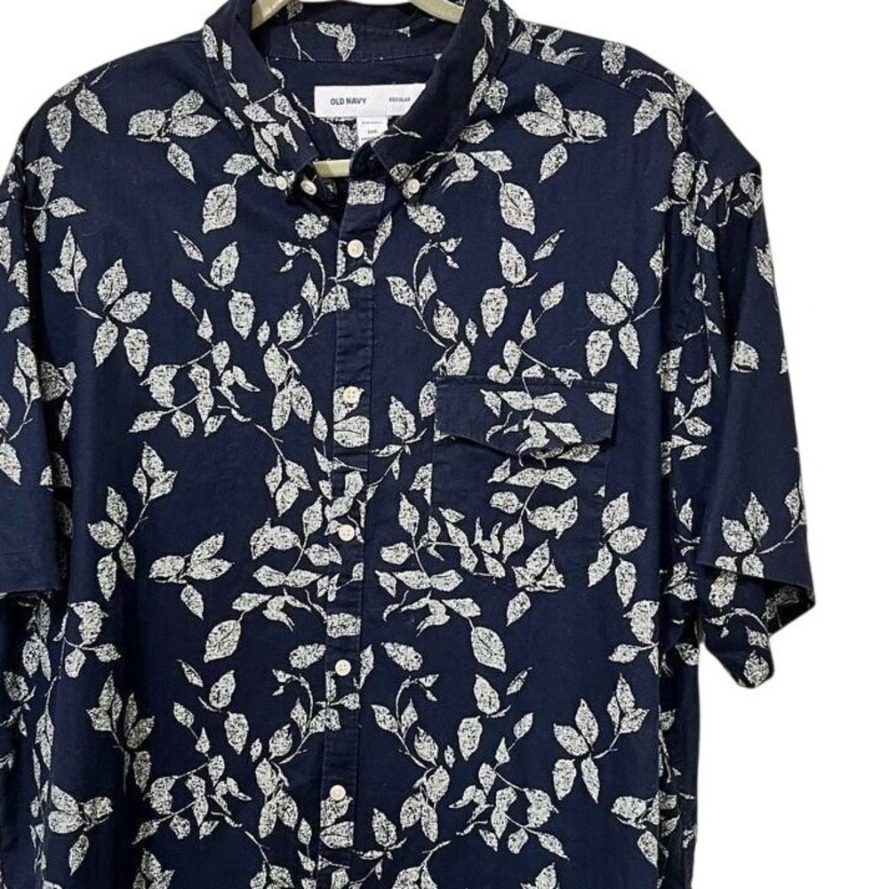 Old Navy Men's Button Up Linen/Cotton Shirt Sz XXXL Blue/‎ White